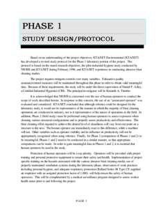 PHASE 1 STUDY DESIGN/PROTOCOL Based on an understanding of the project objectives, KTA/SET Environmental (KTA/SET) has developed a revised study protocol for the Phase 1 laboratory portion of the project. The protocol is