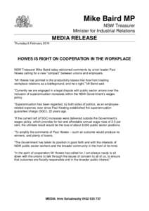 Howes is right on cooperation in the workplace