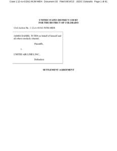 Case 1:12-cv[removed]WJM-MEH Document 33 Filed[removed]USDC Colorado Page 1 of 81  UNITED STATES DISTRICT COURT FOR THE DISTRICT OF COLORADO Civil Action No. 1:12-cv[removed]WJM-MEH JAMES DANIEL TUTEN on behalf of himself a