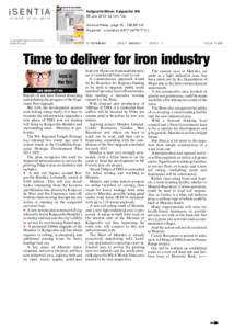 Time to deliver for iron industry Iron in the fire Barrels of inkDAVID haveUTTING