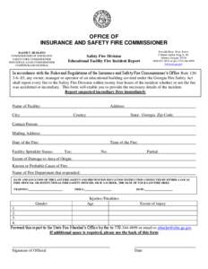 OFFICE OF INSURANCE AND SAFETY FIRE COMMISSIONER RALPH T. HUDGENS COMMISSIONER OF INSURANCE SAFETY FIRE COMMISSIONER INDUSTRIAL LOAN COMMISSIONER