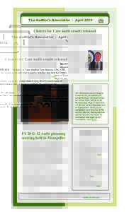 The Auditor’s Newsletter - April[removed]Choices for Care audit results released MONTPELIER – On April 16, State Auditor Tom Salmon, CPA, CFE, released the results of an audit that looked at whether and how the Departm