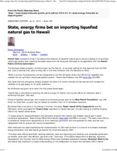State, energy firms bet on importing liquefied natural gas to Hawaii - Pacific Business News