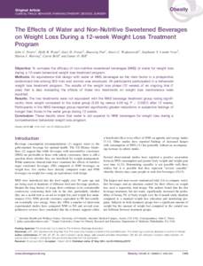 Obesity  Original Article CLINICAL TRIALS: BEHAVIOR, PHARMACOTHERAPY, DEVICES, SURGERY  The Effects of Water and Non-Nutritive Sweetened Beverages