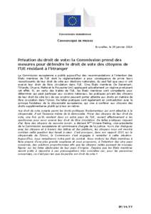 COMMISSION EUROPEENNE  COMMUNIQUE DE PRESSE Bruxelles, le 29 janvier[removed]Privation du droit de vote: la Commission prend des