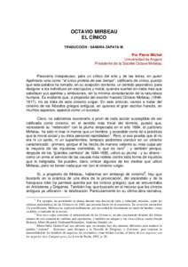 OCTAVIO MIRBEAU EL CÍNICO TRADUCCIÓN : SANDRA ZAPATA M. Por Pierre Michel Universidad de Angers
