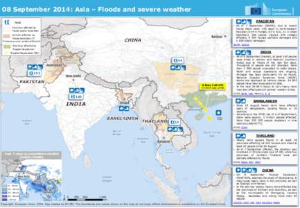 08 September 2014: Asia – Floods and severe weather PAKISTAN Dead  • As of 7 September (NDMA), due to recent