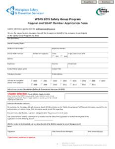 Reset Form  Print Form WSPS 2015 Safety Group Program Regular and SGAP Member Application Form