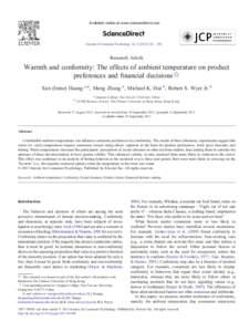 Warmth and conformity: The effects of ambient temperature on product preferences and financial decisions