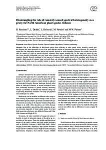 Community Ecology 15(1): 37-43, /$ © Akadémiai Kiadó, Budapest DOI: ComEcDisentangling the role of remotely sensed spectral heterogeneity as a proxy for North American plant species 