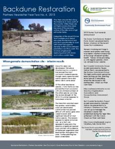 Backdune Restoration Partners Newsletter Year Two No. 4, 2013 Pine trees are planted along the foredune in many parts of the country. Often these are not highly productive areas