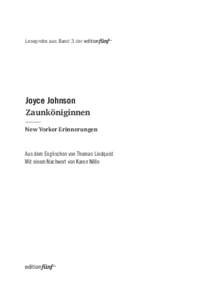 Leseprobe aus Band 3 der  Joyce Johnson Zaunköniginnen New Yorker Erinnerungen