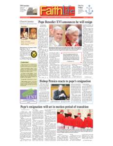 Pope Benedict XVI / Pope / Papal conclave / Sede vacante / Cardinal / John Mark Gannon / Papal inauguration / Roman Curia / Roman Catholic Diocese of Erie / Erie /  Pennsylvania