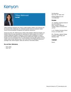 Tiffany Mahmood Associate One Broadway New York, NY 