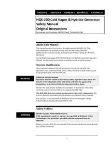 CETAC HGX-200 Safety Manual