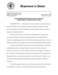 FOR IMMEDIATE RELEASE FRIDAY, OCTOBER 29, 1999 WWW.USDOJ.GOV AT[removed]2007