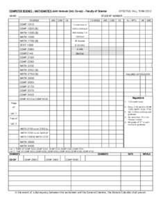 COMPUTER SCIENCE - MATHEMATICS Joint Honours (incl. Co-op) – Faculty of Science NAME: ______________________________ COURSES HRS