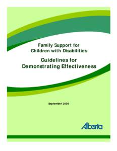 Family Support for Children with Disabilities Guidelines for Demonstrating Effectiveness