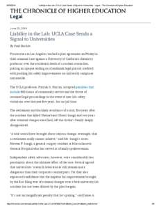 [removed]Liability in the Lab: UCLA Case Sends a Signal to Universities - Legal - The Chronicle of Higher Education Legal June 23, 2014