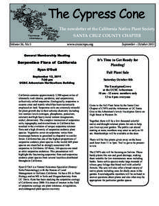 The Cypress Cone The newsletter of the California Native Plant Society SANTA CRUZ COUNTY CHAPTER Volume 36, No 5  www.cruzcnps.org