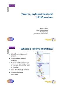 Taverna,(myExperiment(and(( HELIO(services(( ( ! Anja!Le!Blanc! S,an!Soiland0Reyes!