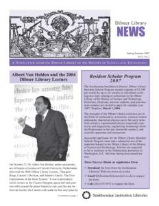 Dibner Library  NEWS Spring-Summer 2005 Vol.5, No.2