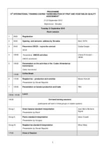 PROGRAMME th 15 INTERNATIONAL TRAINING COURSE 