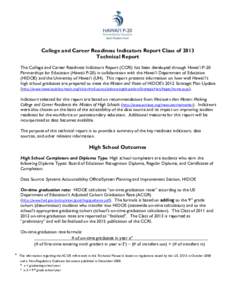 College and Career Readiness Indicators Report Class of 2008