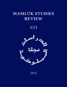 Mamluk Studies Review XVI (2012)