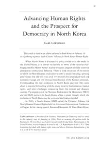 41  Advancing Human Rights and the Prospect for Democracy in North Korea Carl Gershman