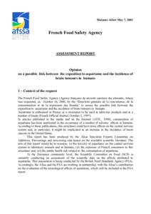 Maisons-Alfort May 7, 2002  French Food Safety Agency ASSESSMENT REPORT