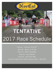 TENTATIVE 2017 Race Schedule Race #1 – February 25 & 26th Race #2 – March 11 & 12th Race #3 – March 25 & 26th Race #4 – April 8 & 9th