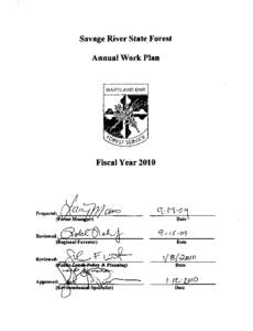 Savage River State Forest Annual Work Plan Fiscal Year[removed]Prepared: