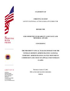 STATEMENT OF  CHRISTINA M. ROOF AMVETS NATIONAL ACTING LEGISLATIVE DIRECTOR  BEFORE THE