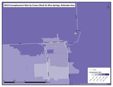 ´  2013 Unemployment Rate by Census Block for Blue Springs, Nebraska Area S 59 Rd