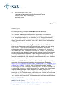 To:  National Member contact points Presidents and Secretaries General of International Unions Interdisciplinary Body contact points Regional Offices