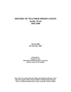 WEATHER OBSERVING HISTORY FOR
