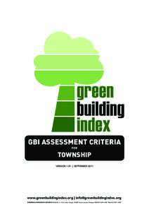 GBI AssesSment criteria for TOWNSHIP Version 1.01 | SEPTEMBER 2011