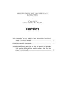 CONSTITUTIONAL AND PARLIAMENTARY INFORMATION — 54th year, No. 188 Geneva, September 28th – 30th, 2004