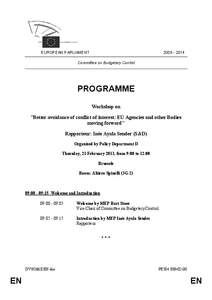 [removed]EUROPEAN PARLIAMENT Committee on Budgetary Control  PROGRAMME