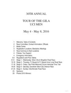 30TH ANNUAL TOUR OF THE GILA UCI MEN May 4 - May 8, 