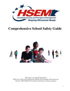 Comprehensive School Safety Guide  This project was supported through the ESEA Act of 1965, Safe and Drug Free Schools and Community State Grants and Grant No[removed]DJ-BX-0334 awarded by the Bureau of Justice Assistance.