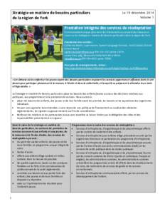 Stratégie en matière de besoins particuliers de la région de York Le 19 décembre 2014 Volume 1