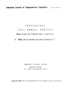 Ameriean Journal of Computational Linguistics  Microfiche 3 5 P R O C E E D I N G S 1