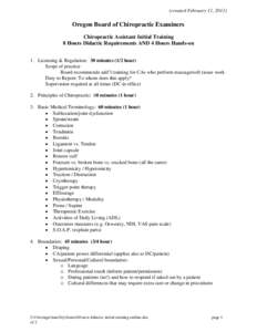 OBCE Chiropractic Assistant Guidelines for DIDACTIC Initial Training (DRAFT)