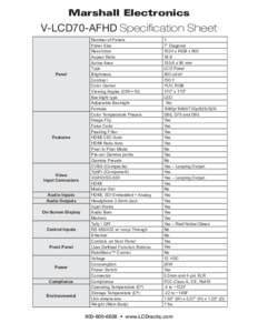 Marshall Electronics  V-LCD70-AFHD Specification Sheet Panel