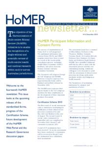 HoMER  newsletter… Harmonisation of Multi-Centre Ethical Review  T