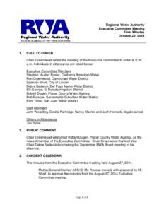 Regional Water Authority Executive Committee Meeting Final Minutes October 22, [removed].