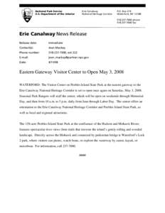 Microsoft Word - Media Release- Visitor Center Opens[removed]doc