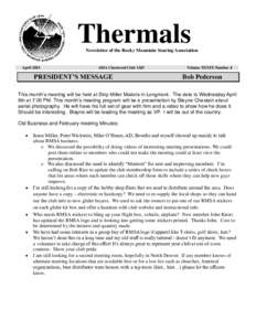 Thermals Newsletter of the Rocky Mountain Soaring Association AprilAMA Chartered Club 1245